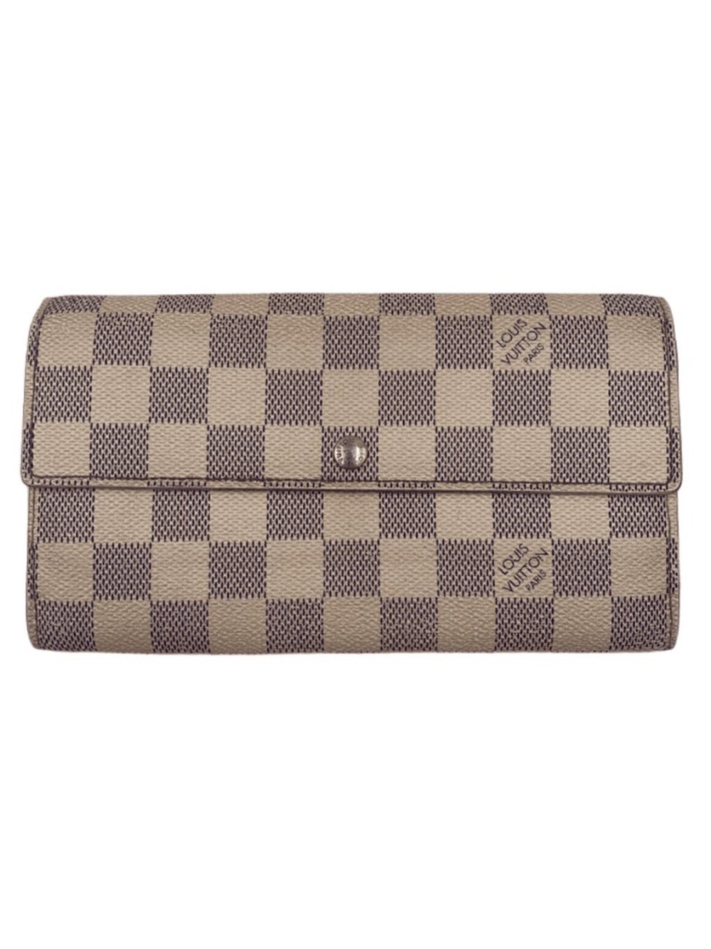 Louis Vuitton Damier Azur Checkered Continental Wallet - Beige and Brown